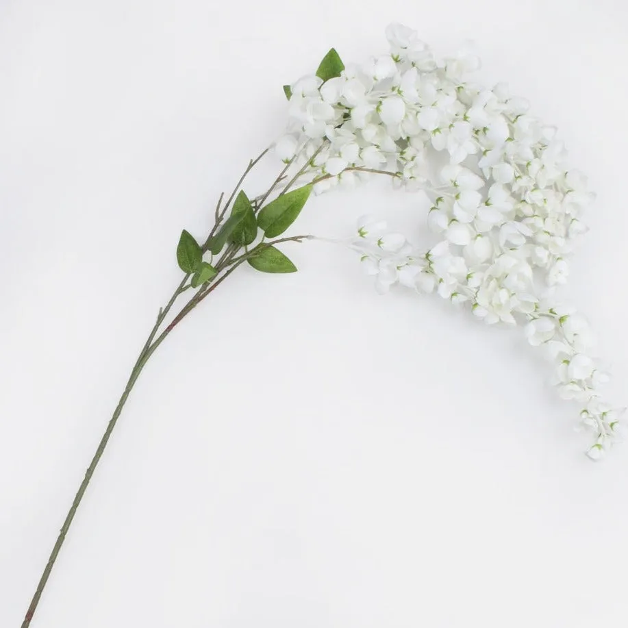 100cm White Trailing Wisteria - Artificial Single Stem