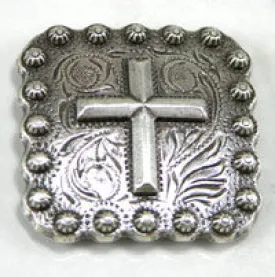 1.05inSquare Silver Plated Cross Concho ea