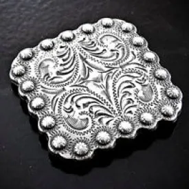 1.25in Square Silver Plated Engraved Berry Concho each.