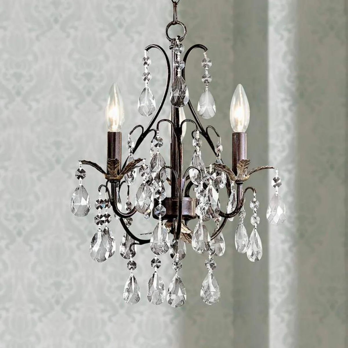 13 in. 3 Lights Chandelier Bronze & Silver finish