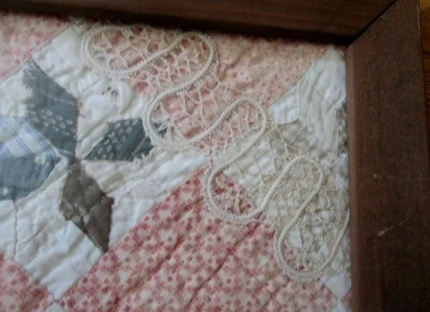 16.5" OLD THREADS Antique Quilt Collages PINWHEEL Framed Blanket Americana Handmade