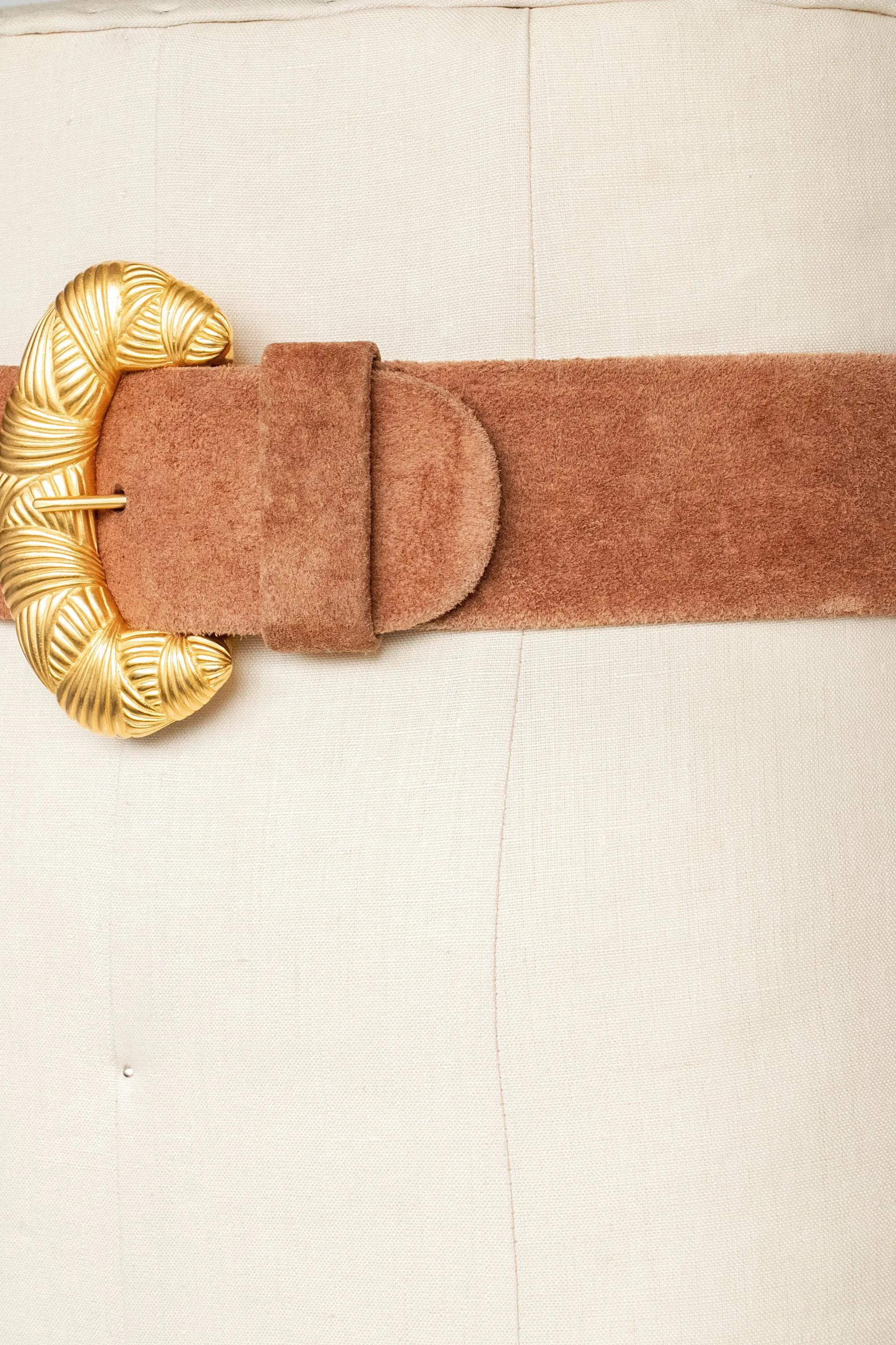 1980s Belt Suede Leather Anne Klein Calderon Cinch Waist S