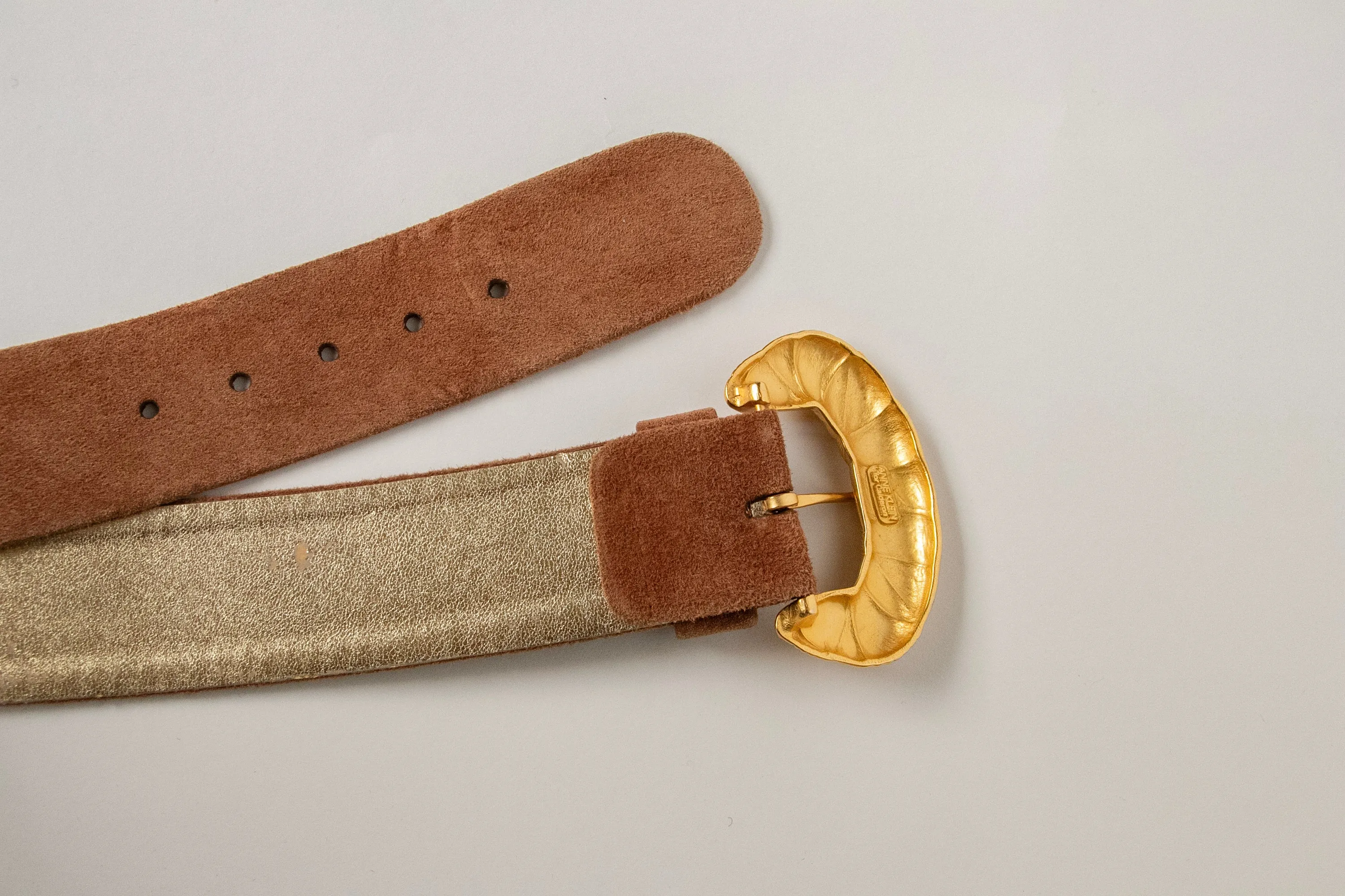 1980s Belt Suede Leather Anne Klein Calderon Cinch Waist S