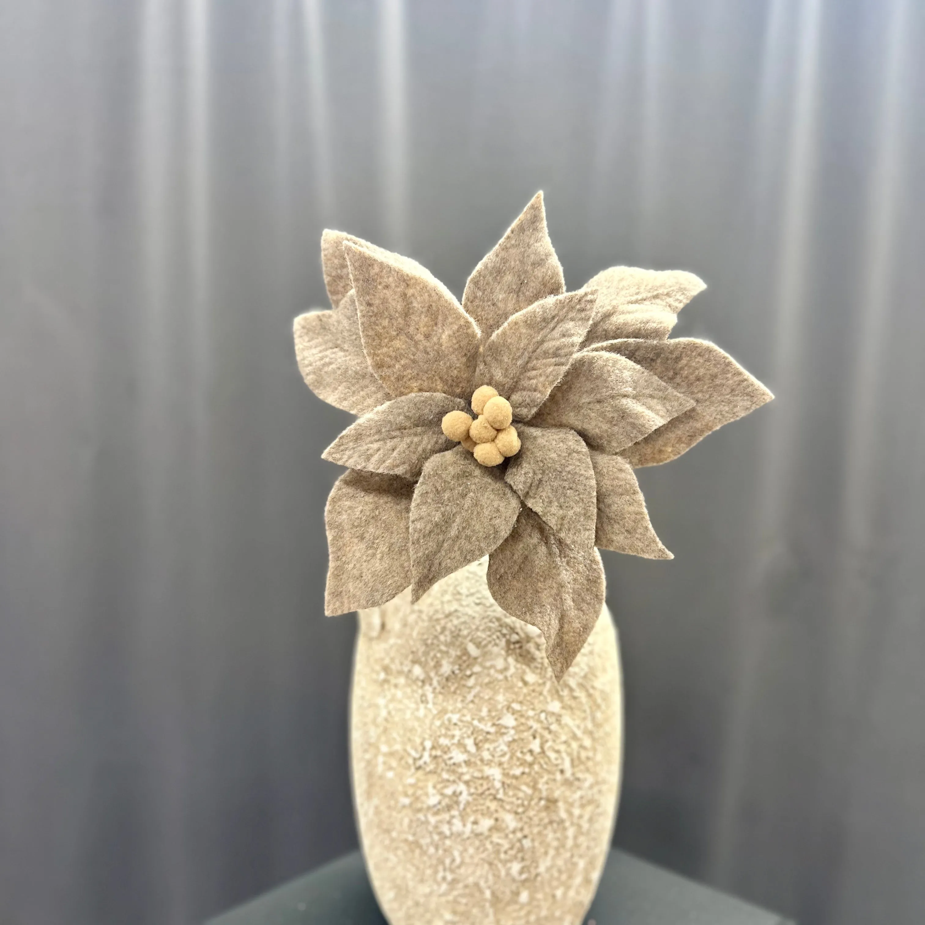 24" Brown Poinsettia with Felt Center Stem