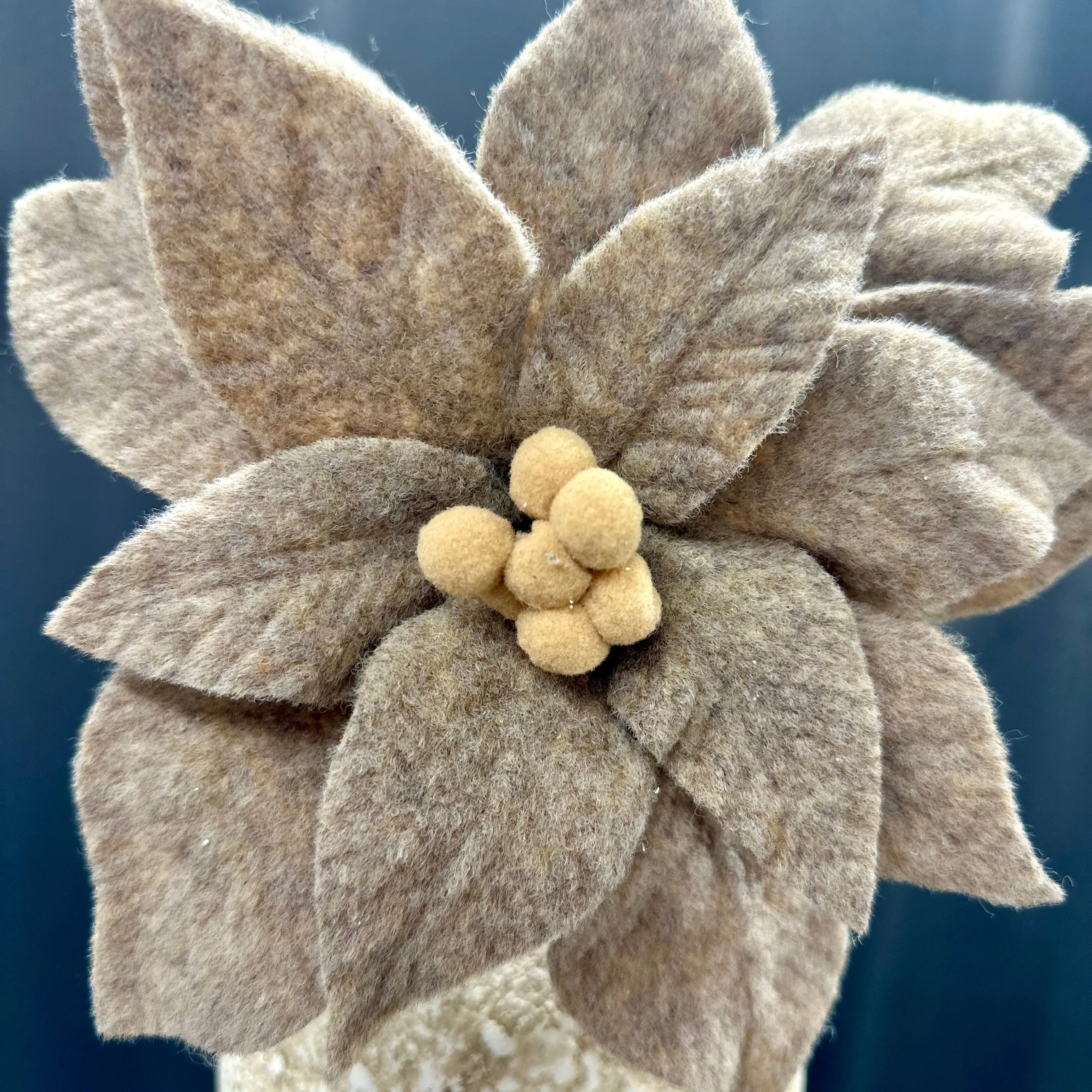 24" Brown Poinsettia with Felt Center Stem