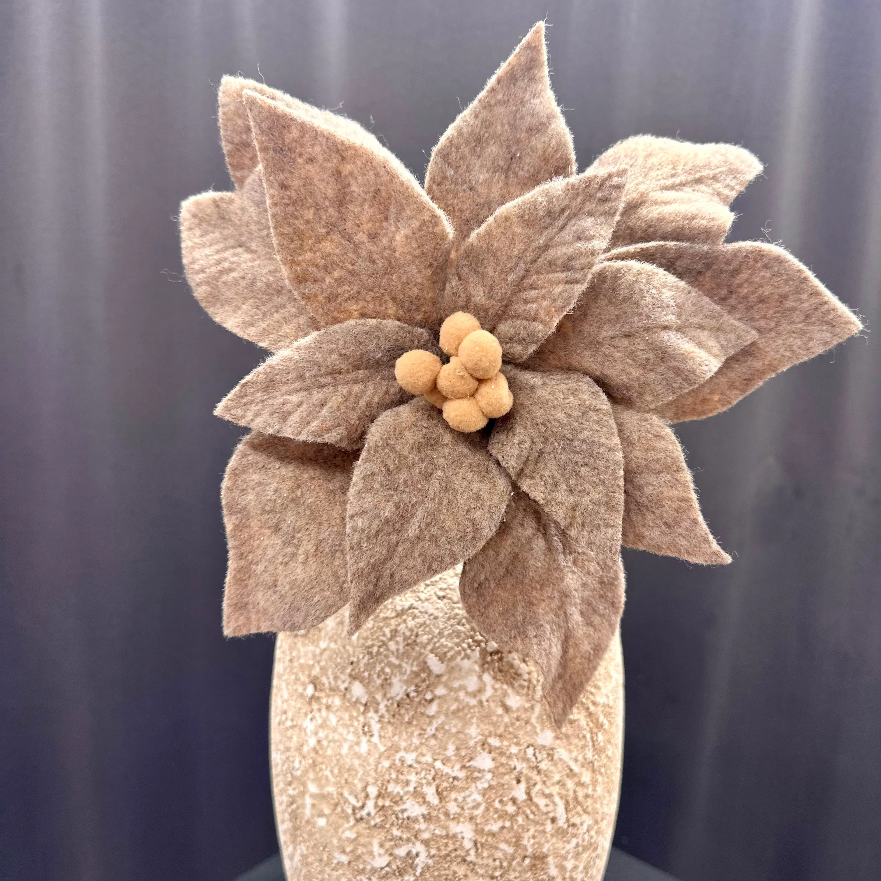 24" Brown Poinsettia with Felt Center Stem