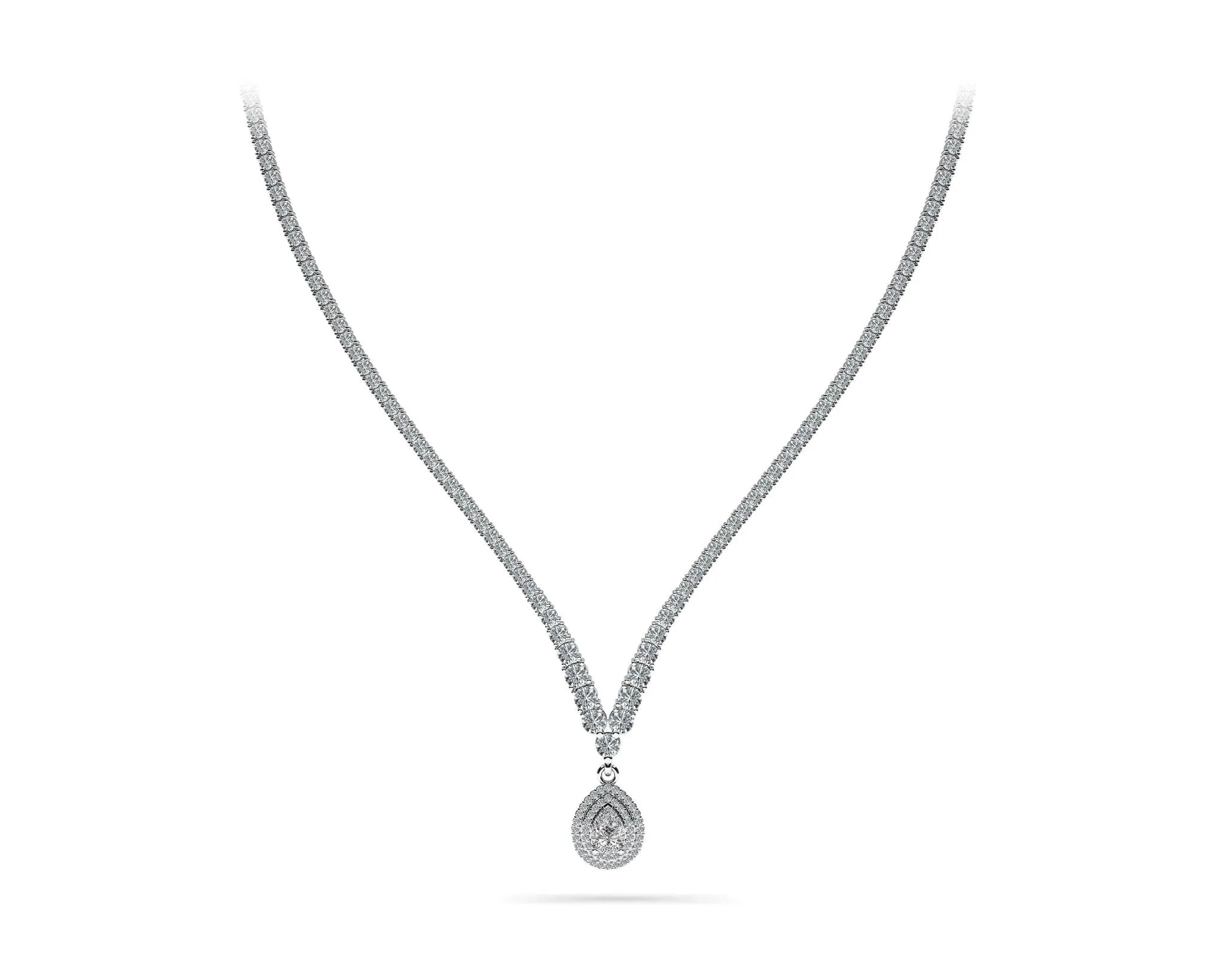 4 Prong Graduated V Diamond Necklace with 8.19 ct.(finished)