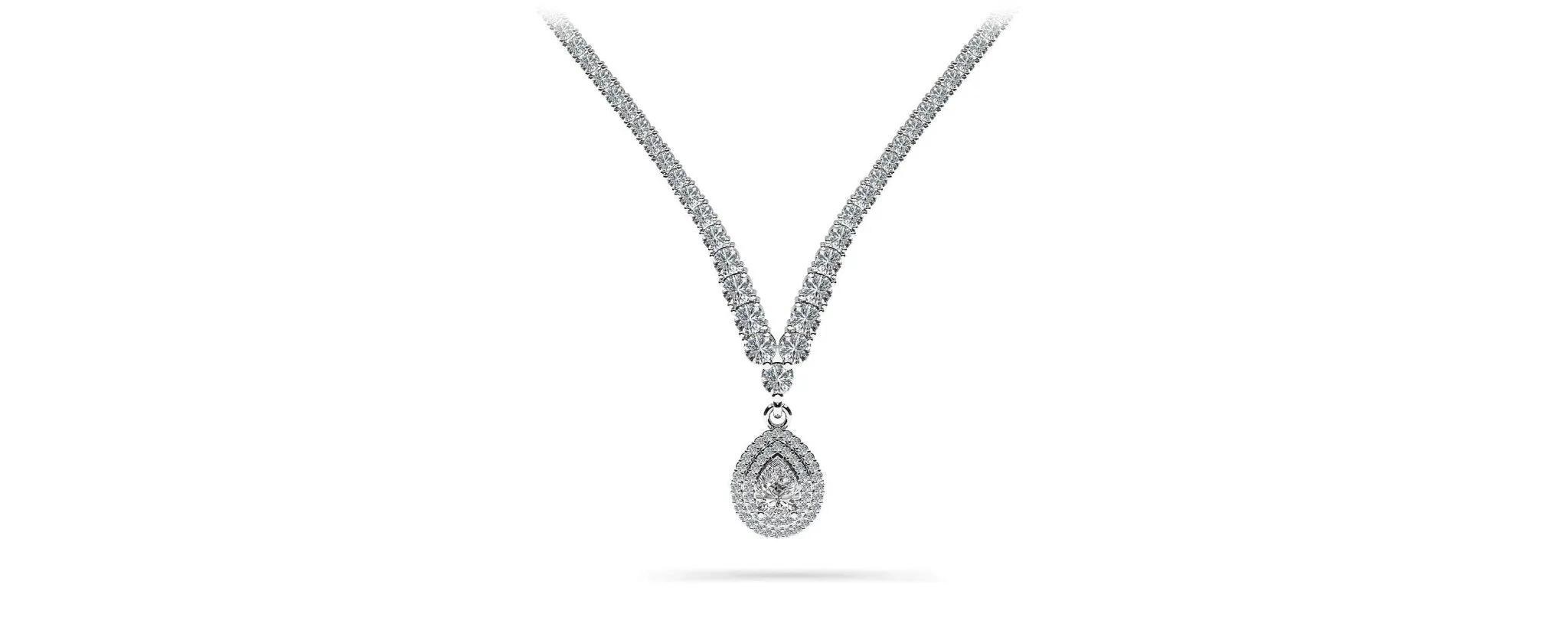 4 Prong Graduated V Diamond Necklace with 8.19 ct.(finished)