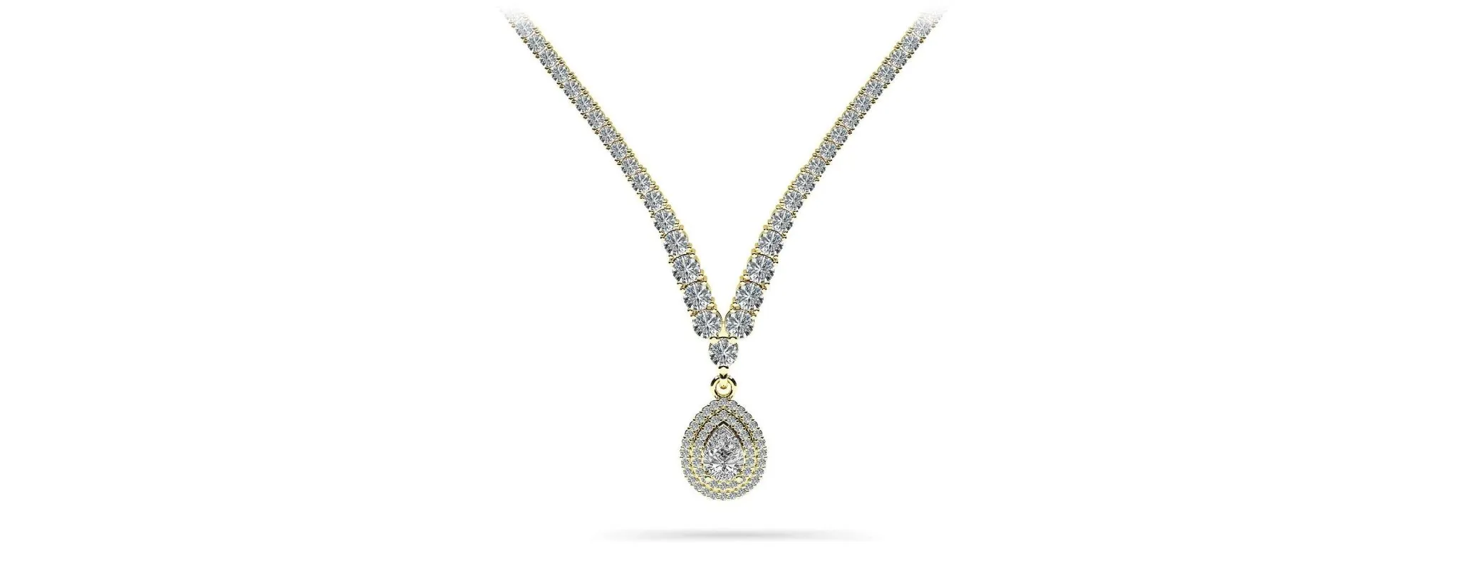 4 Prong Graduated V Diamond Necklace with 8.19 ct.(finished)