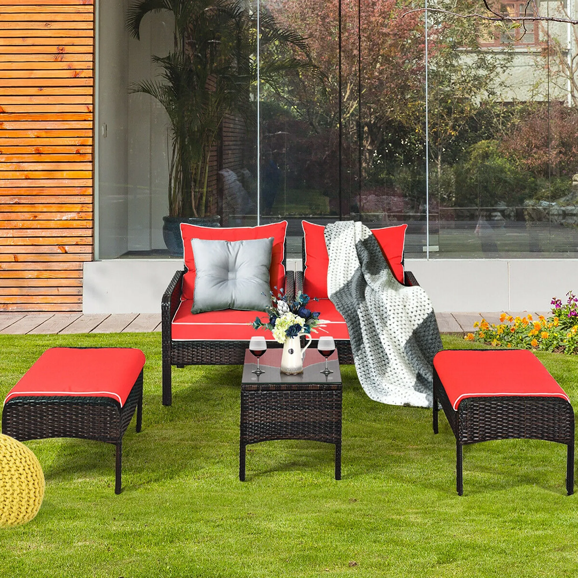 5-Piece Rattan Wicker Patio Set