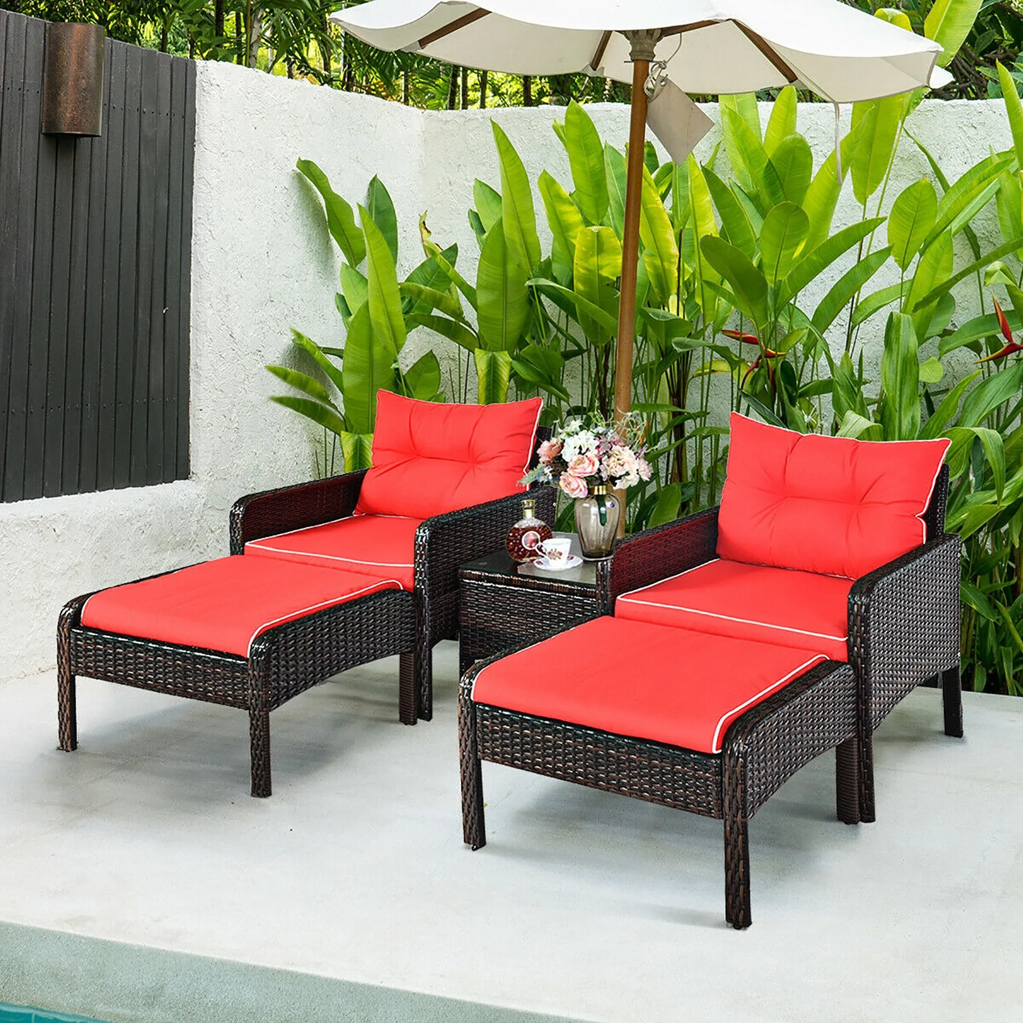 5-Piece Rattan Wicker Patio Set