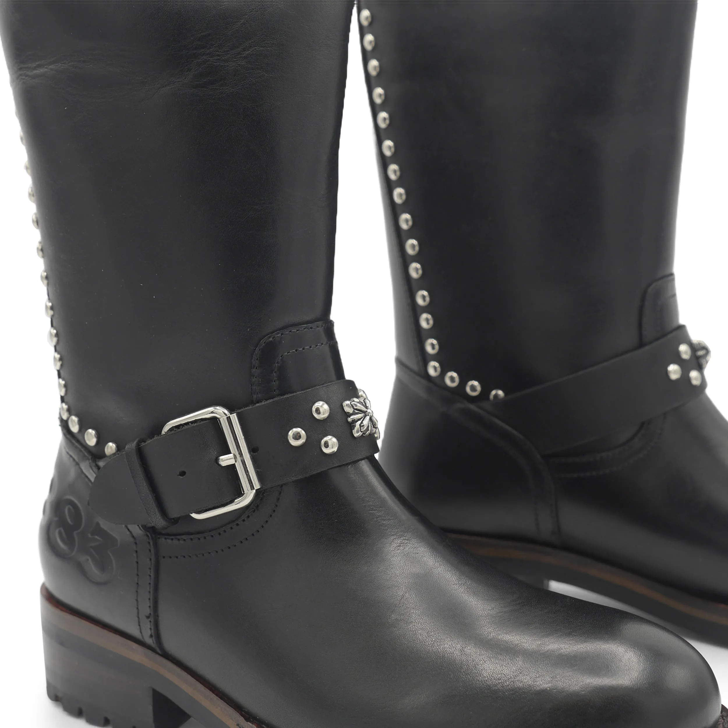 883 - Black Studded Biker Boot