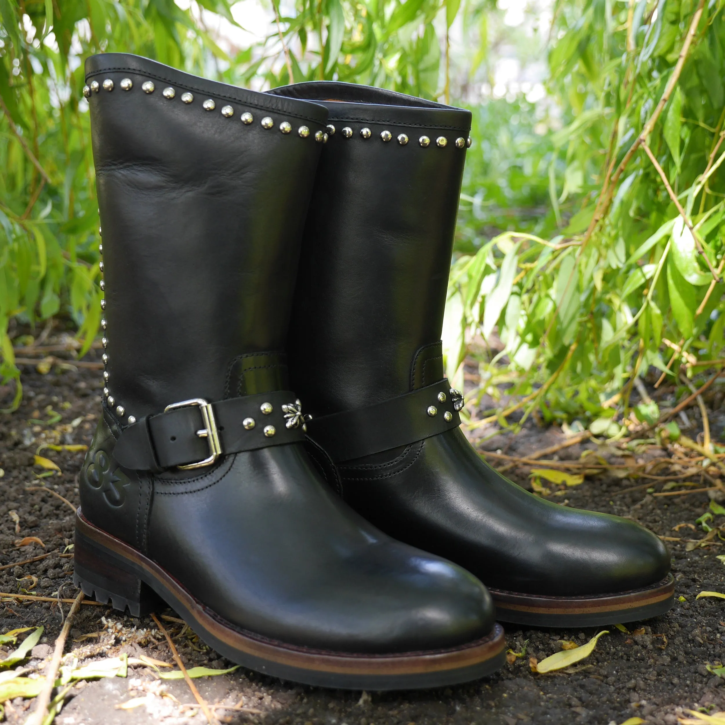 883 - Black Studded Biker Boot