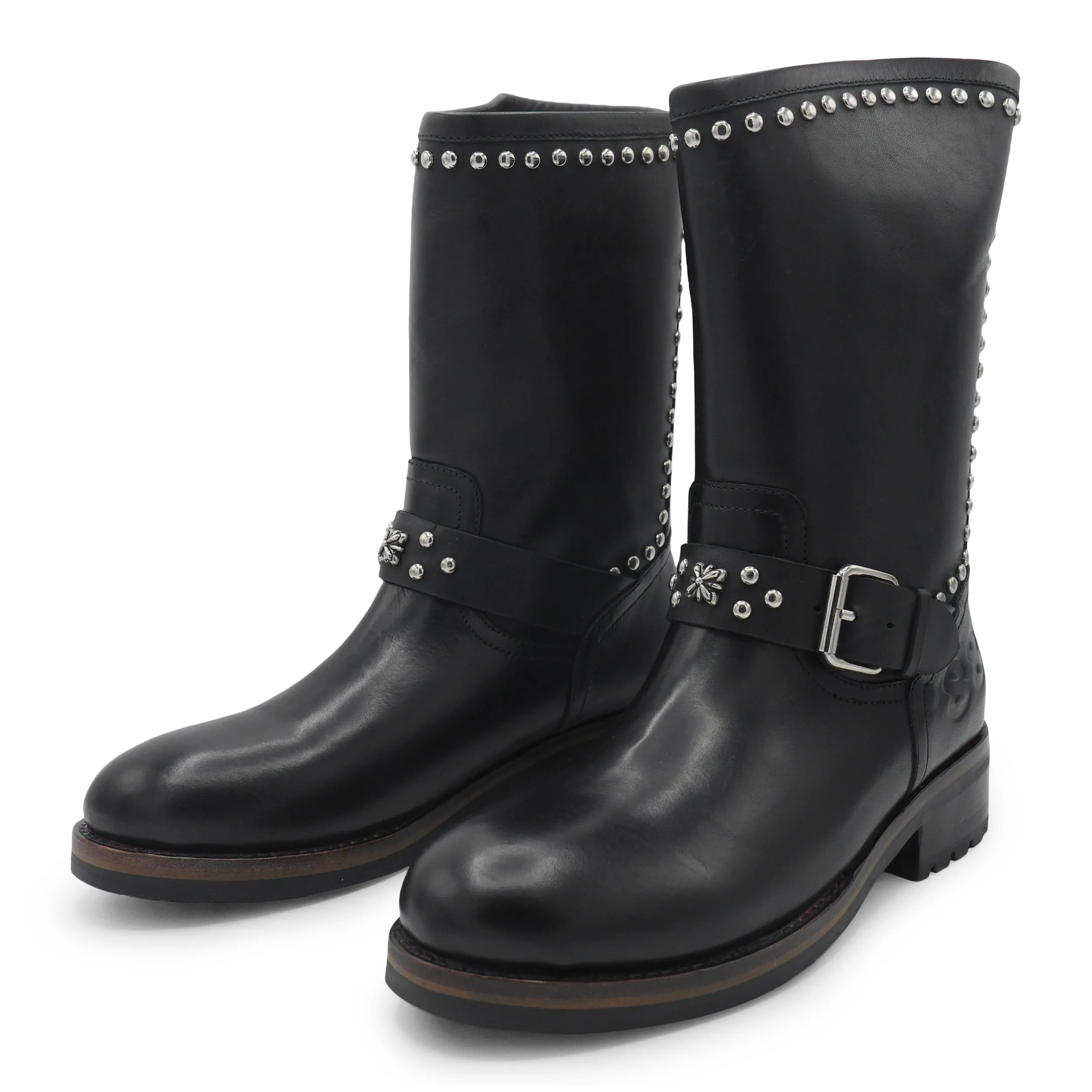 883 - Black Studded Biker Boot