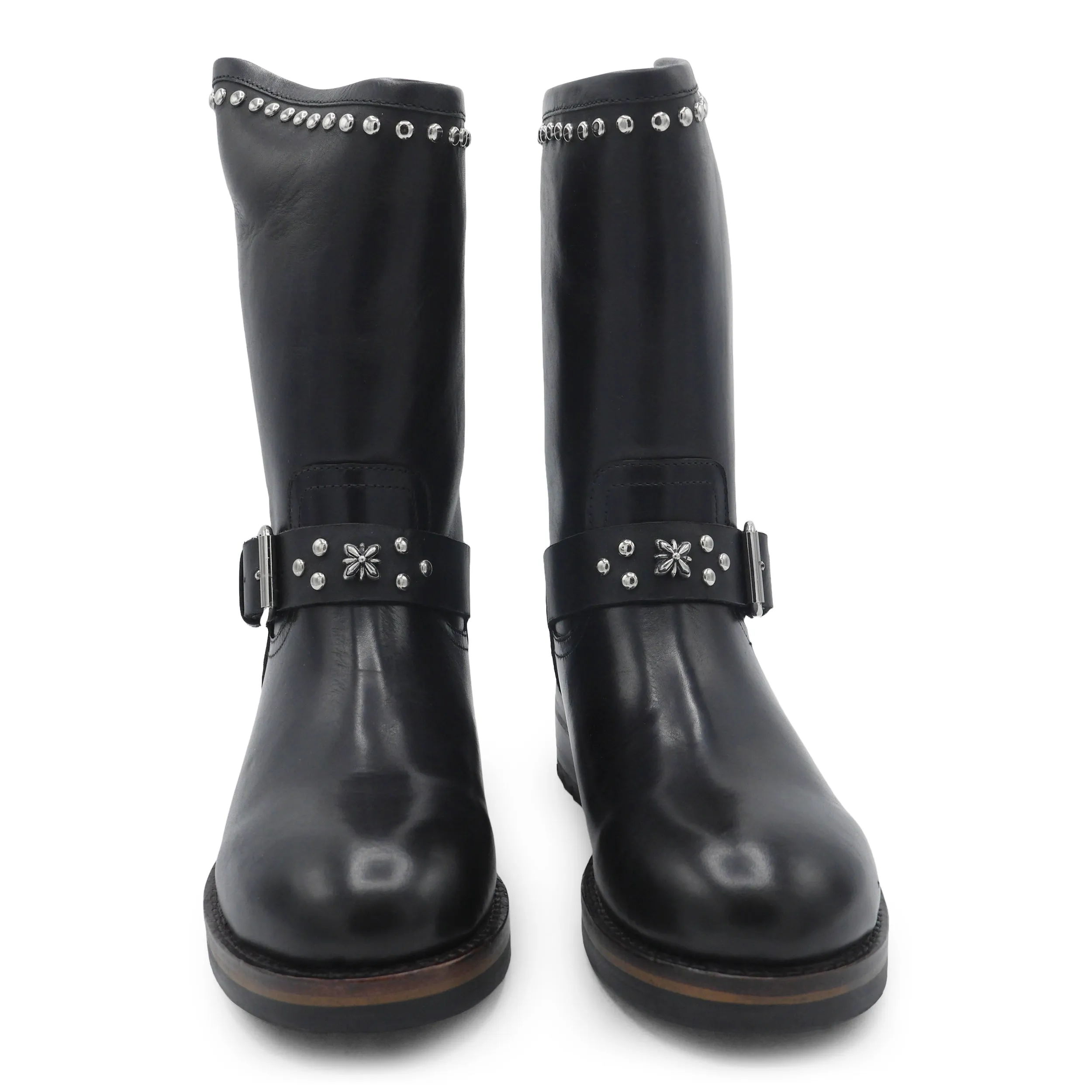 883 - Black Studded Biker Boot