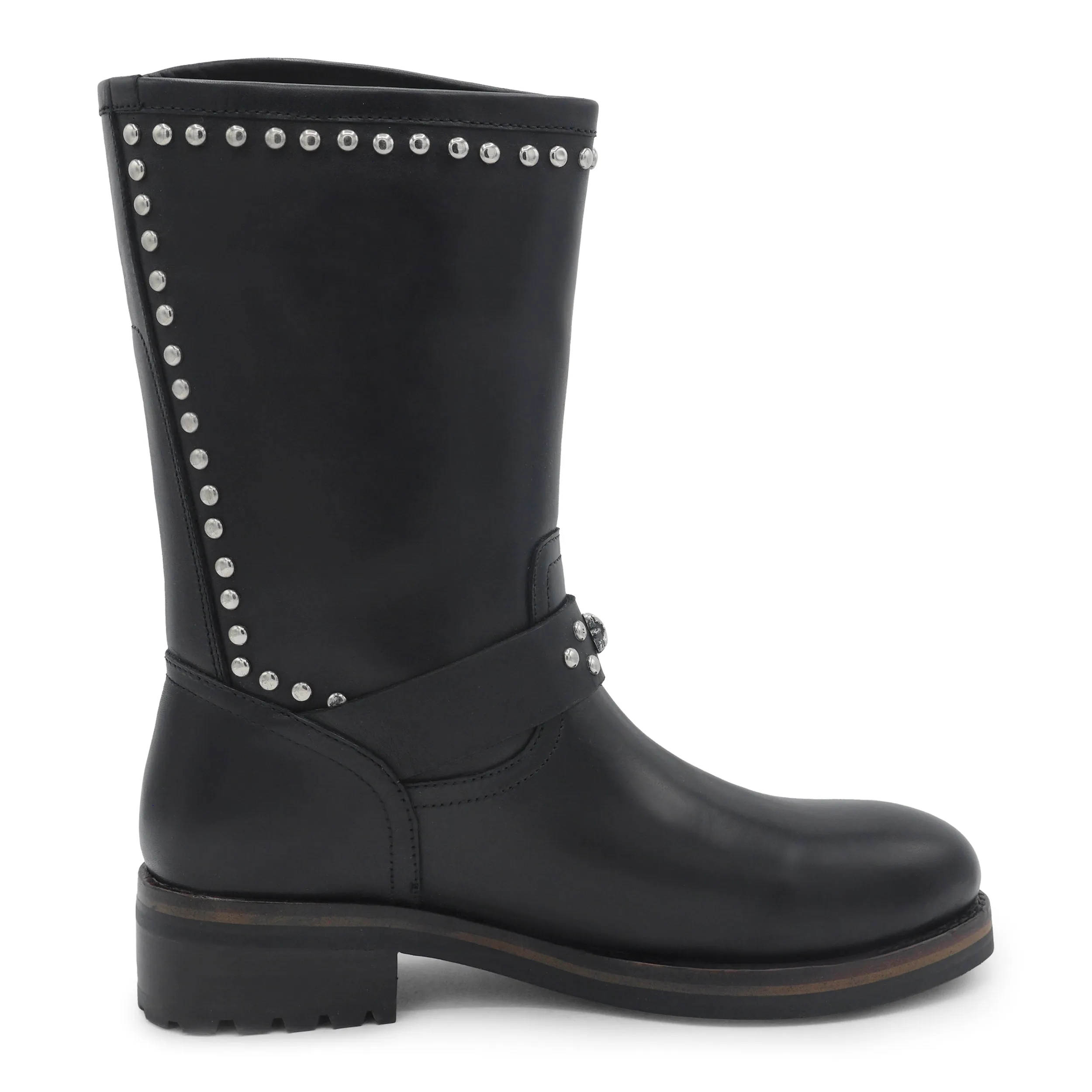 883 - Black Studded Biker Boot