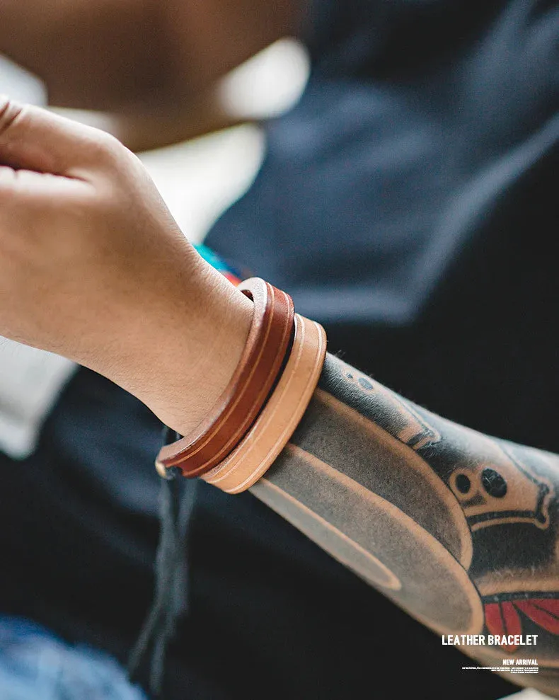 Adjustable Retro Tanned Leather Bracelet