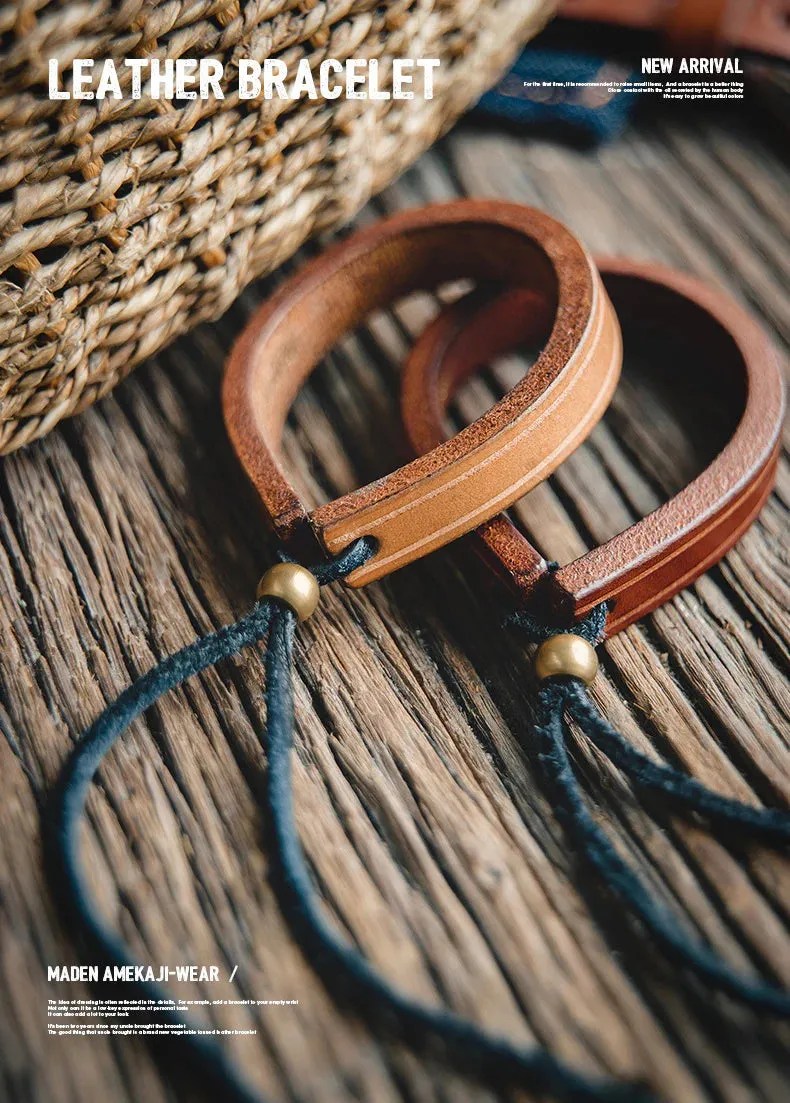 Adjustable Retro Tanned Leather Bracelet