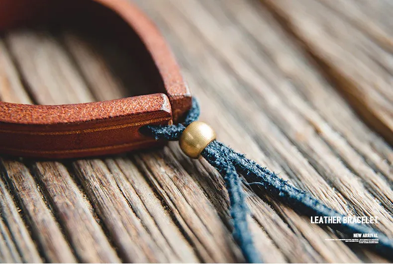 Adjustable Retro Tanned Leather Bracelet