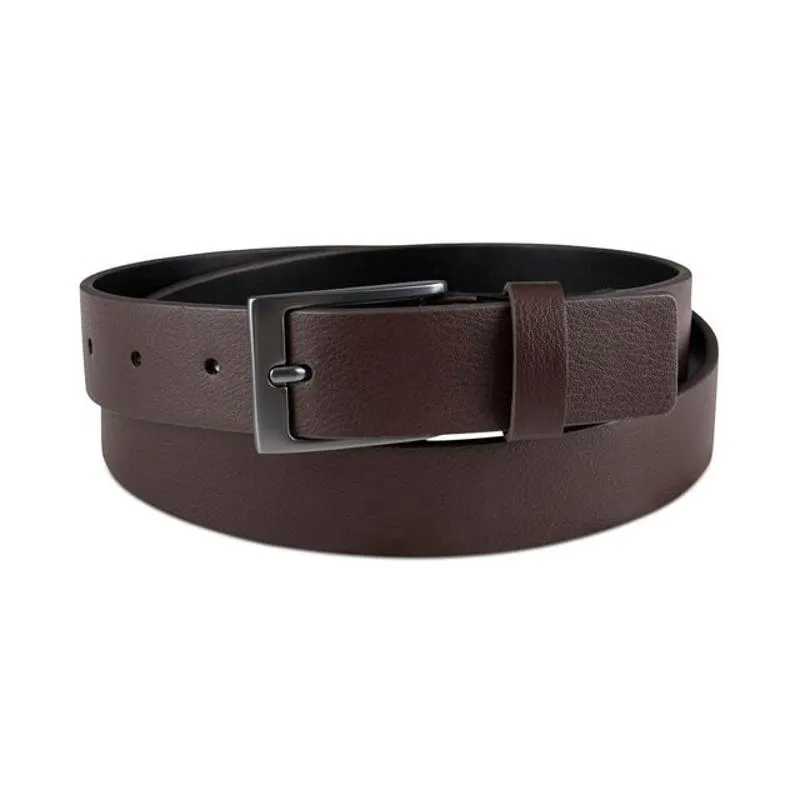 ALFANI Men's Stretch Tab Faux-Leather Belt Brown, Size Large 38-40