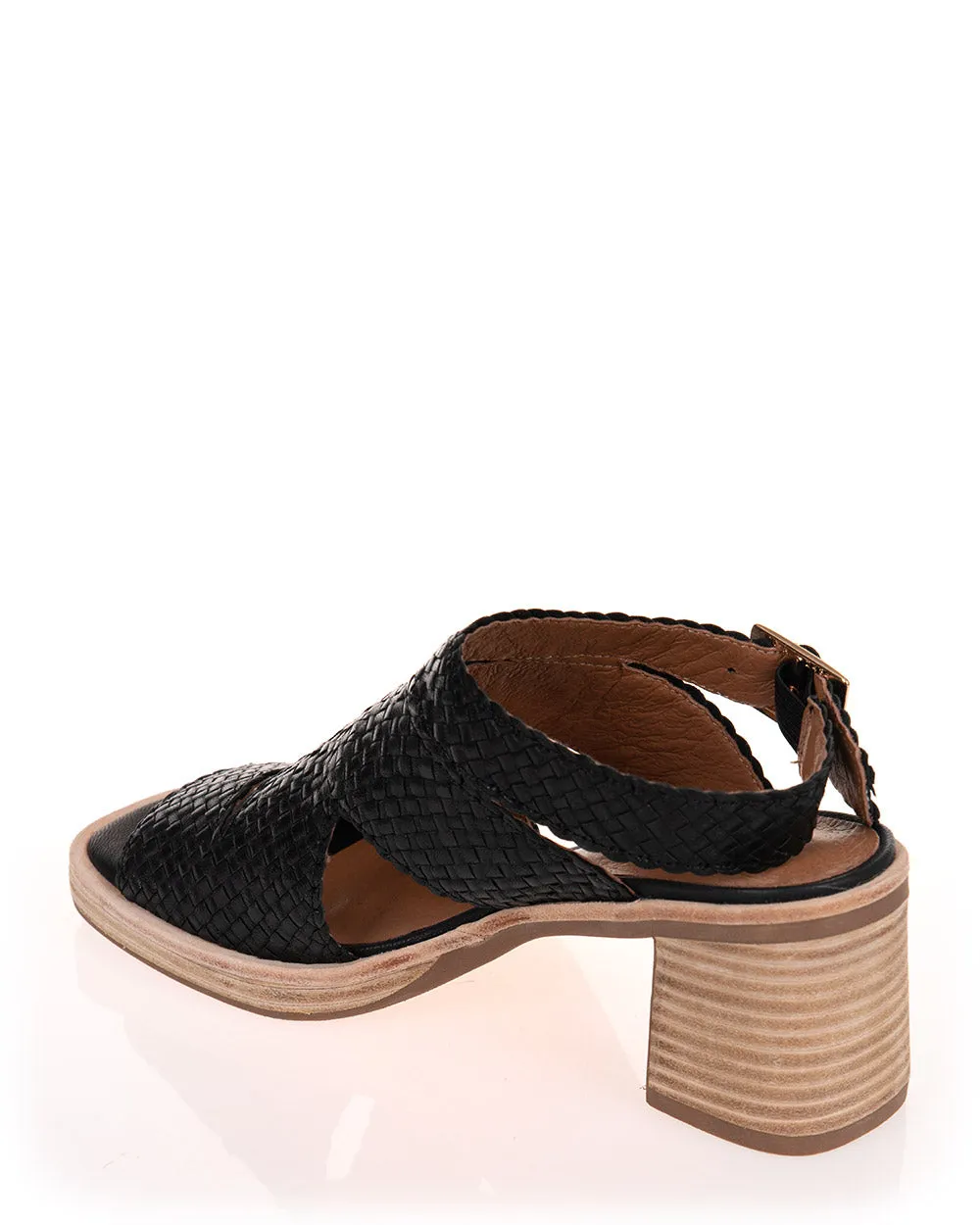 Alfie & Evie Amuse Black Woven Leather Sandal