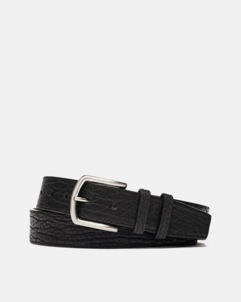 American Bison Belt in Black Leather