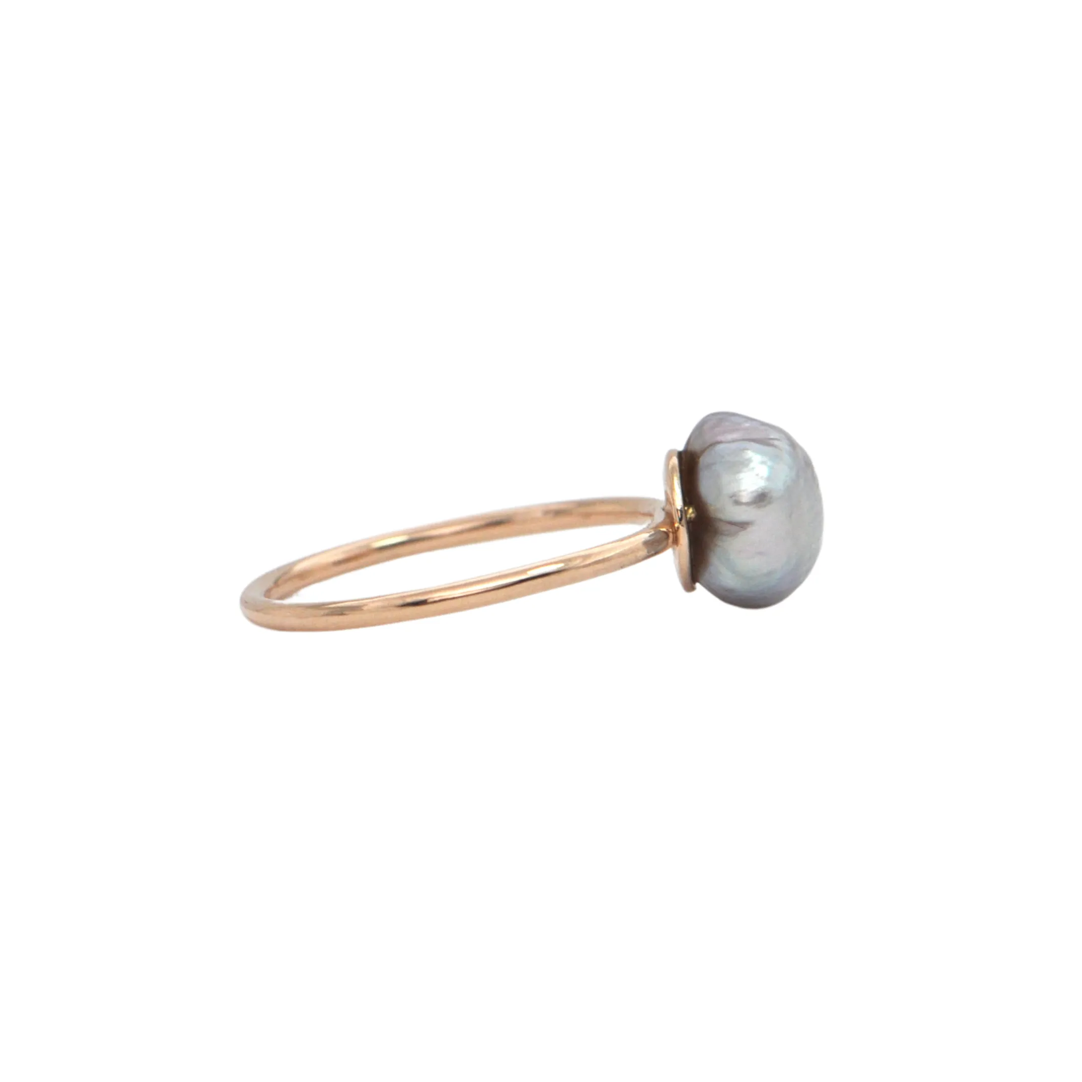 Antique 14K Rose Gold Natural Pearl Stickpin Ring