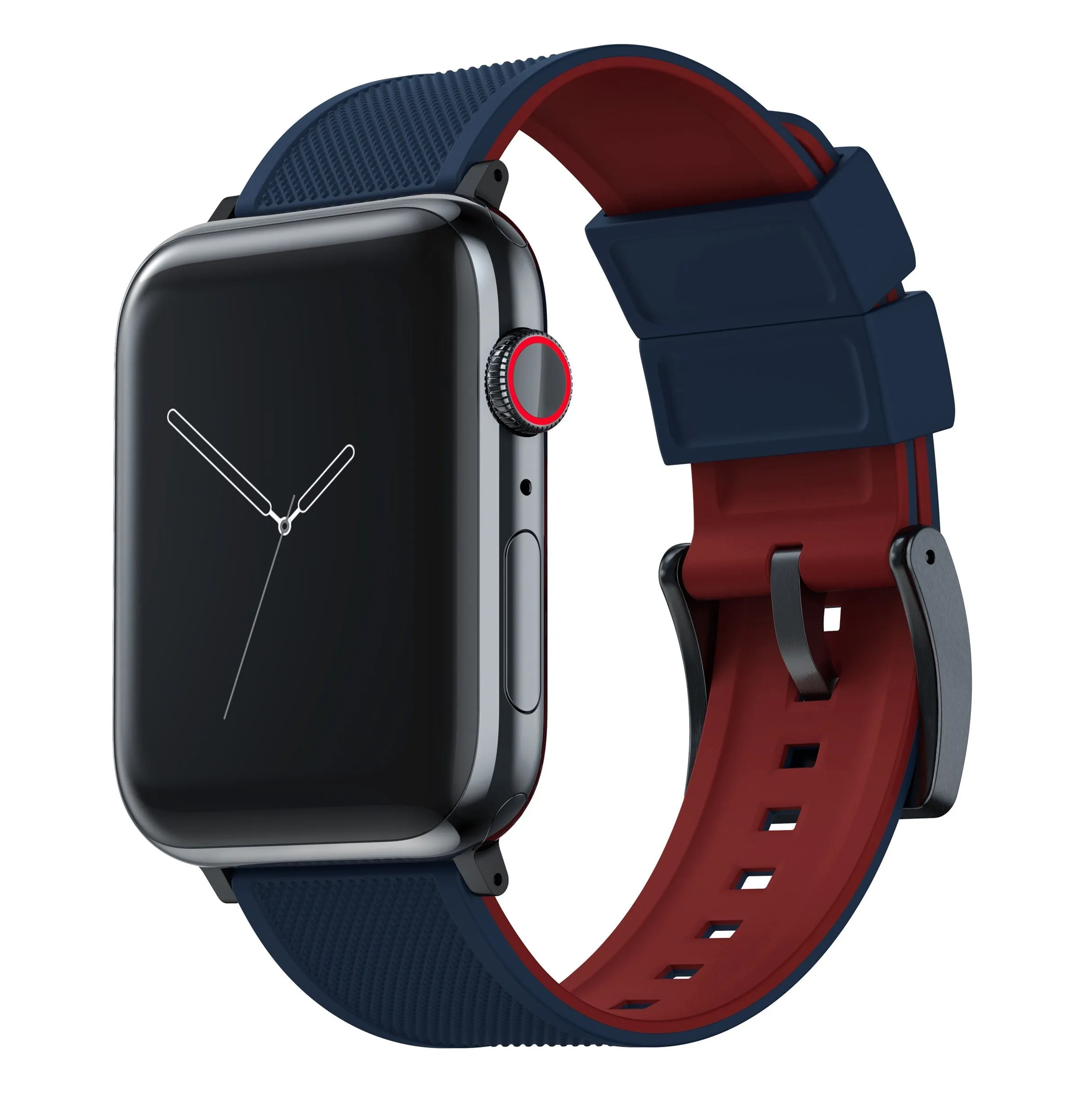 Apple Watch Elite Silicone Navy Blue Top Crimson Red Bottom Watch Band