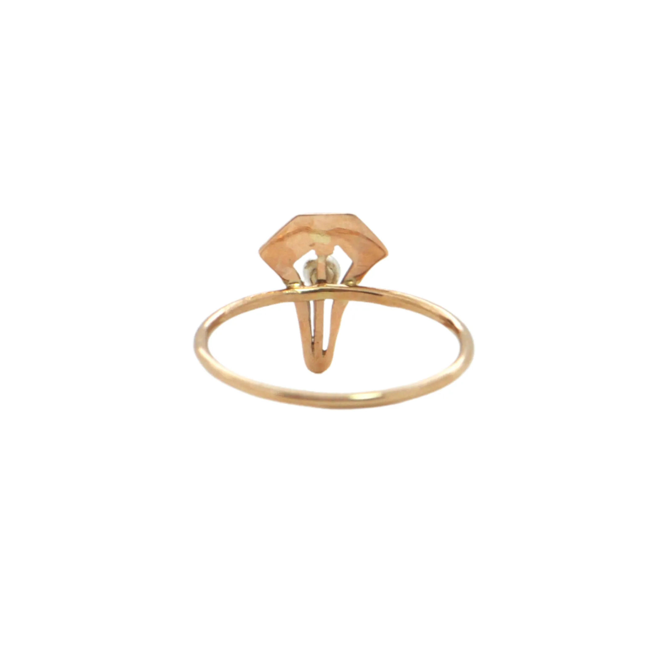 Art Deco Pearl 14K Gold Stickpin Ring