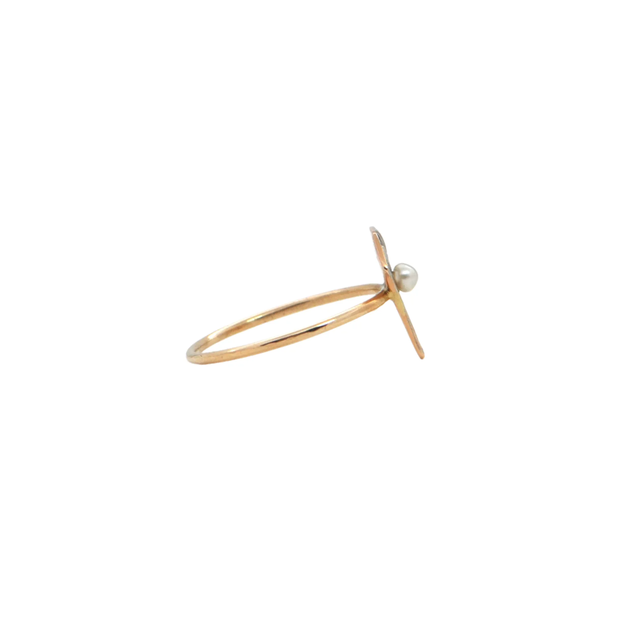 Art Deco Pearl 14K Gold Stickpin Ring