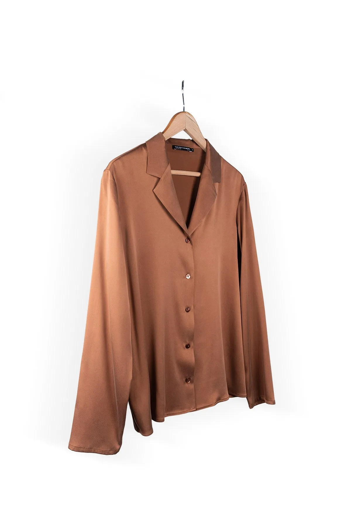 Astrid Sky Pure Silk Shirt in Brown