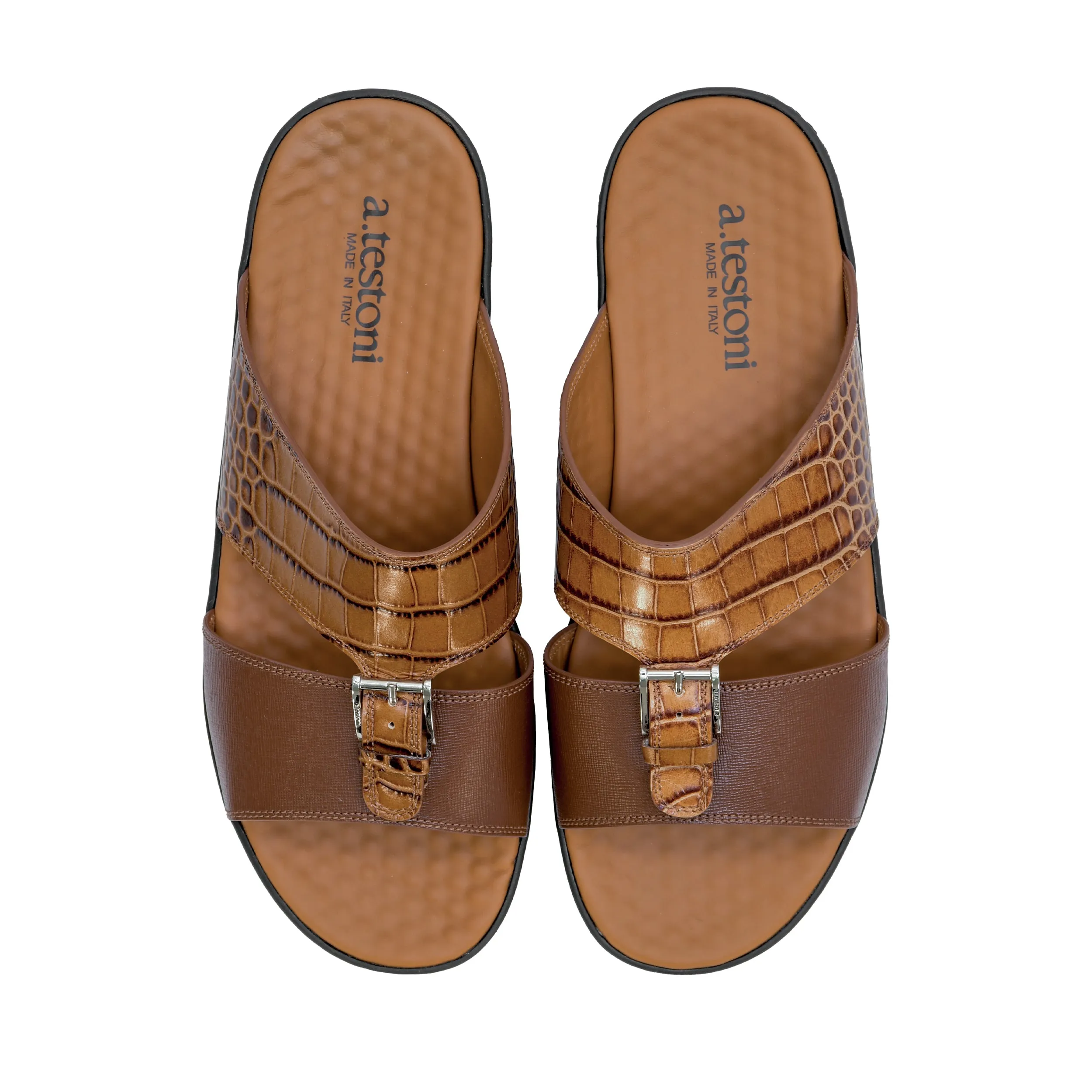 A.Testoni Sandal Sog Lig Brown Pr Croco Tex.Calf