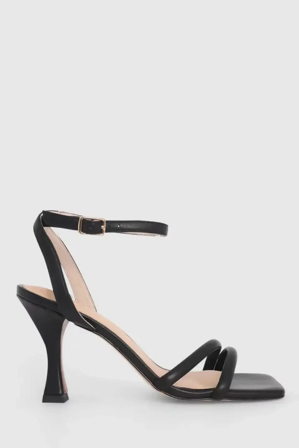 Atticus Black  Double Strap Heel