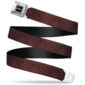 AVATAR LAST AIRBENDER Title Logo Full Color Black/White Seatbelt Belt - Avatar Last Airbender Fire Element Symbol Black/Red Webbing