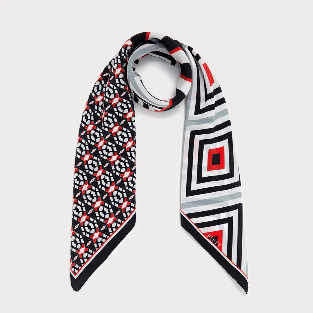 Baltard 90cm Square Scarf - Black / Red