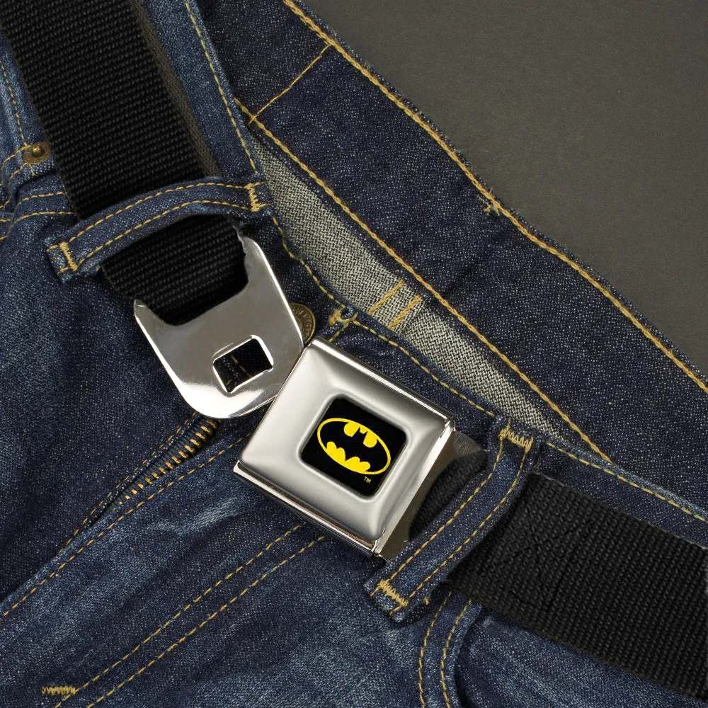 Batman Full Color Black/Yellow Seatbelt Belt - Black Webbing