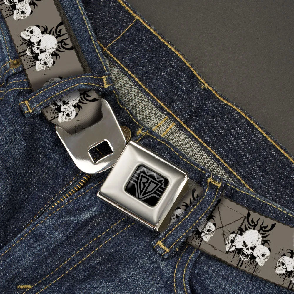 BD Wings Logo CLOSE-UP Black/Silver Seatbelt Belt - Buckle-Down Die Hard Skull Trio Gray/Black/White Webbing