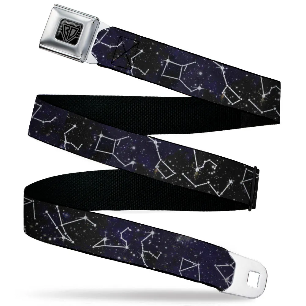 BD Wings Logo CLOSE-UP Black/Silver Seatbelt Belt - Constellations-14 Galaxy/White Webbing