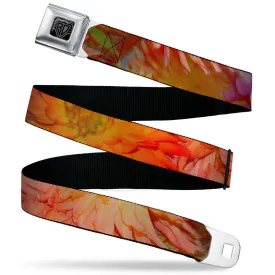 BD Wings Logo CLOSE-UP Black/Silver Seatbelt Belt - Floral Collage3 Black/Multi Color Webbing