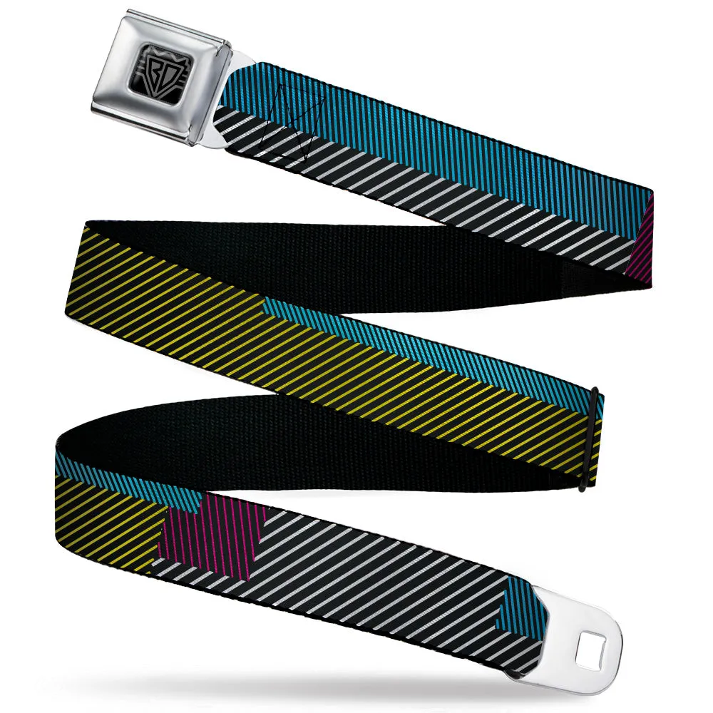 BD Wings Logo CLOSE-UP Black/Silver Seatbelt Belt - Hash Mark Stripe Black/Multi Color Webbing