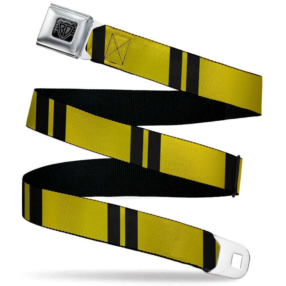 BD Wings Logo CLOSE-UP Black/Silver Seatbelt Belt - Hash Mark Stripe Double Gold/Black Webbing