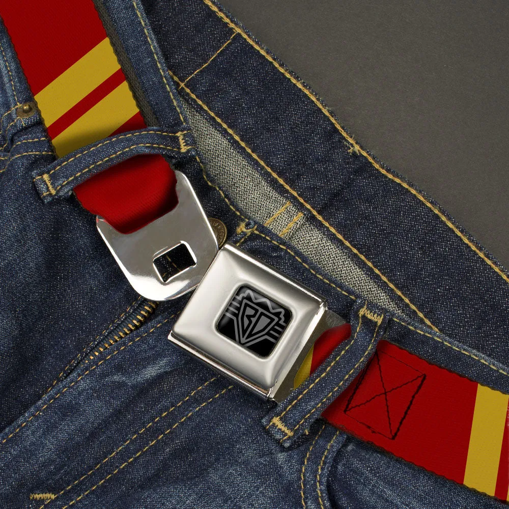 BD Wings Logo CLOSE-UP Black/Silver Seatbelt Belt - Hash Mark Stripe Double Maroon/Gold Webbing