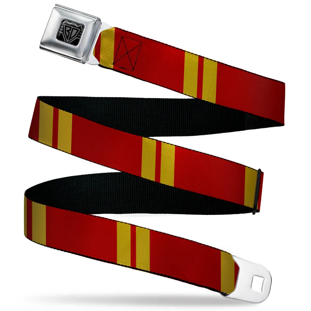 BD Wings Logo CLOSE-UP Black/Silver Seatbelt Belt - Hash Mark Stripe Double Maroon/Gold Webbing