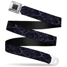 BD Wings Logo CLOSE-UP Black/Silver Seatbelt Belt - Marble Black/Purple Webbing