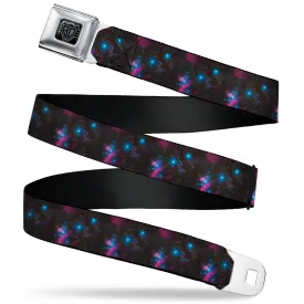 BD Wings Logo CLOSE-UP Black/Silver Seatbelt Belt - Orion's Belt Constellation Webbing