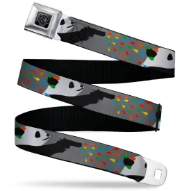 BD Wings Logo CLOSE-UP Black/Silver Seatbelt Belt - Panda Shooting Drops Gray/Black/White/Mutli Color Webbing