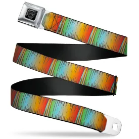 BD Wings Logo CLOSE-UP Black/Silver Seatbelt Belt - Scribble Zarape Fade Brown/Multi Color Webbing