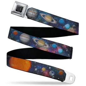 BD Wings Logo CLOSE-UP Black/Silver Seatbelt Belt - Solar System Sun/Planets/Stars2 Webbing