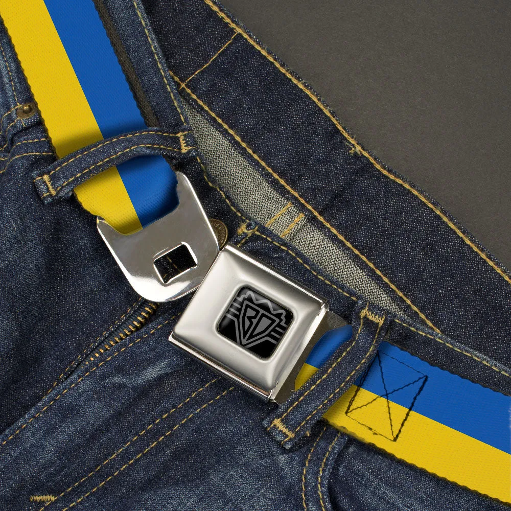 BD Wings Logo CLOSE-UP Black/Silver Seatbelt Belt - Ukraine Flag Continuous Webbing