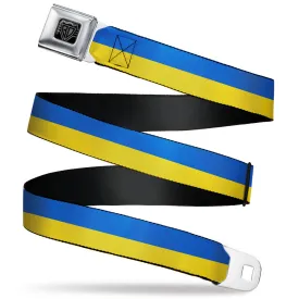 BD Wings Logo CLOSE-UP Black/Silver Seatbelt Belt - Ukraine Flag Continuous Webbing